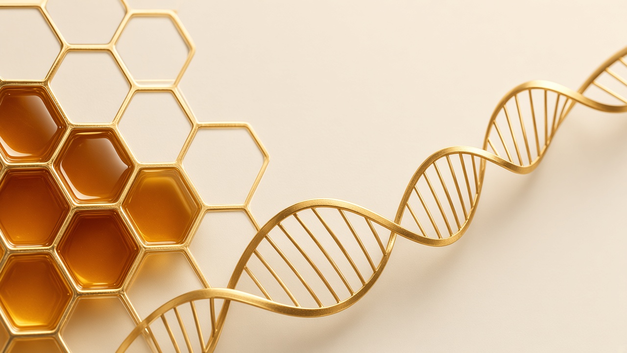 Golden DNA structure representing modern formulation